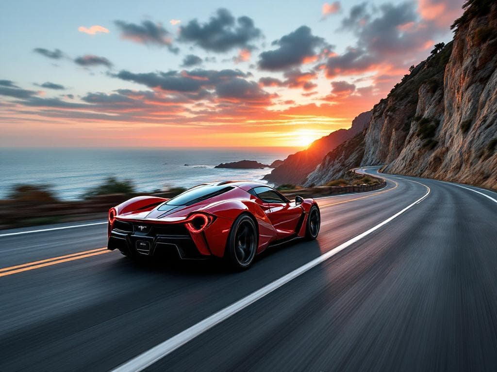 create image of car on road