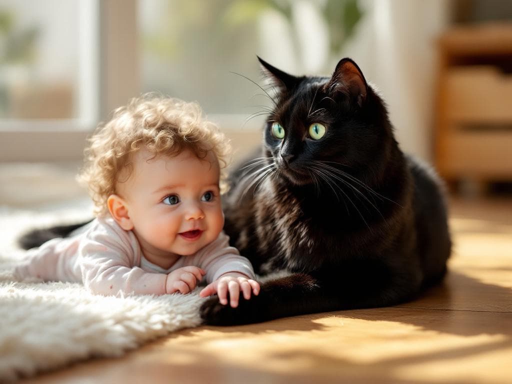 create image of buatifull cat with cute baby