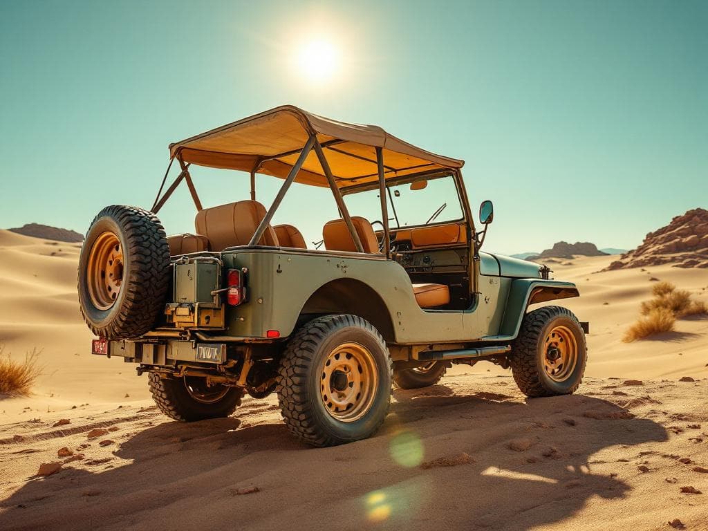 please create the image of jeep in desert